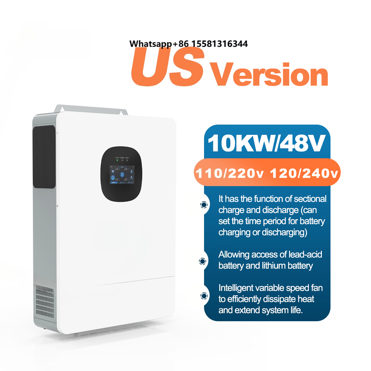 UNC 10KW 10KVA 110V/220V 51.2V - огляд і ціна Split Phase Inverter 10Kw 110V 220V